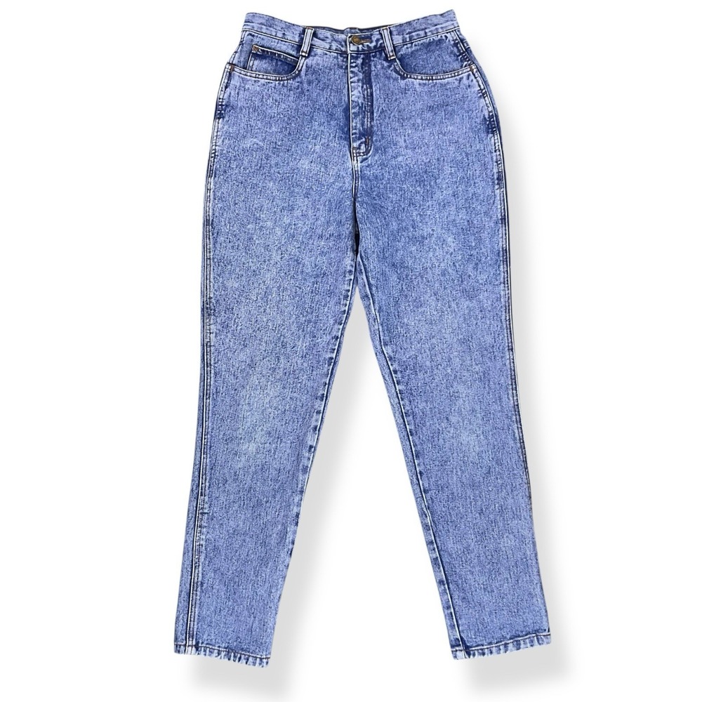 Rio By Stephen Mardon Jeans Women 13 (ACTUAL 28x28) Blue Acid Wash Taper Mom VTG